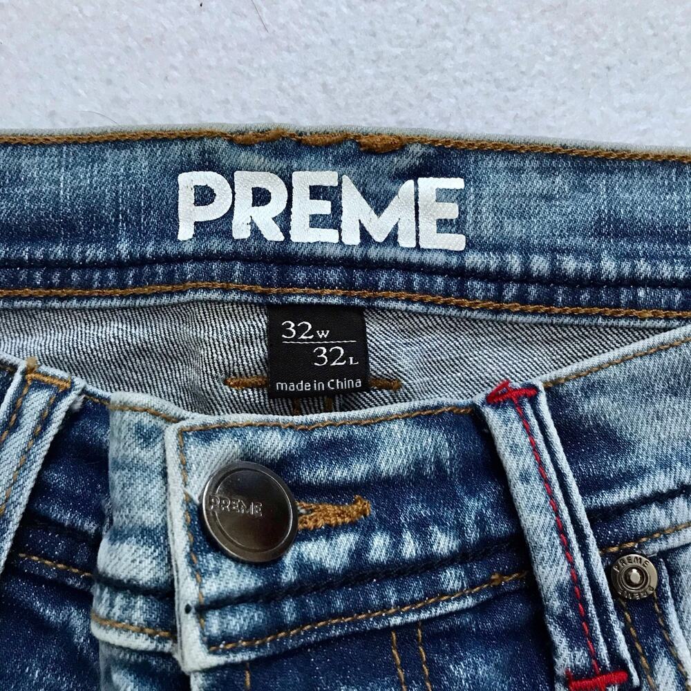 Preme NWOT Rip and Repair Light Wash Skinny Jeans Men 32 - Picture 9 of 9